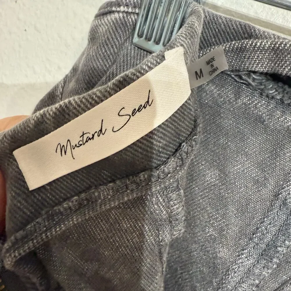 Mustard Seed Washed Charcoal Tie Belt Mini Skirt Sz M